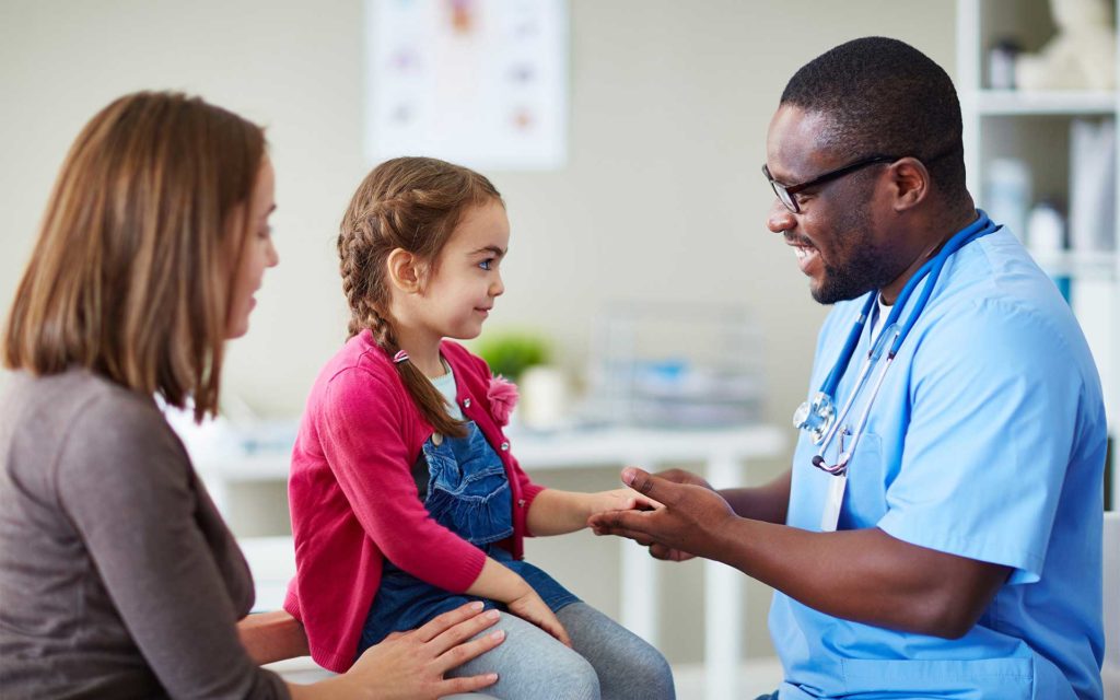 A girl with a care provider
